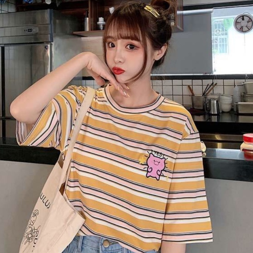 Girlfriend striped printed shirt